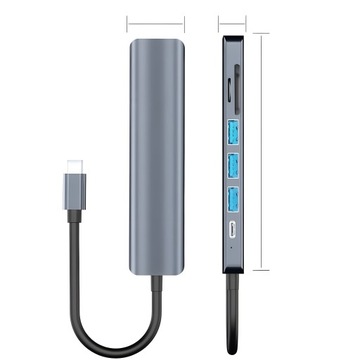 HUB ADAPTER ROZDZIELACZ USB-C 7W1 HDMI USB C 3.0 KART SD MICRO 100W 4K