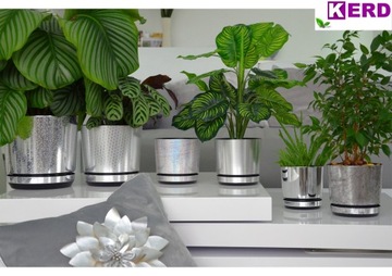 ДЕКОР диаметр цветочного горшка 16 см, цвет матовое серебро.