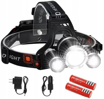 MOCNA LATARKA CZOŁOWA 3x LED T6 CREE CZOŁÓWKA AKU