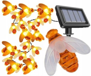 GIRLANDA LAMPKI SOLARNE PSZCZOŁY ZESTAW LAMPEK 20 LED OGRODOWE PSZCZÓŁKI