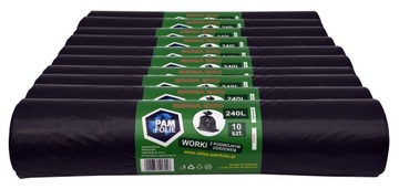 Worki na śmieci 240L/10szt grube mocne Pam-Folie