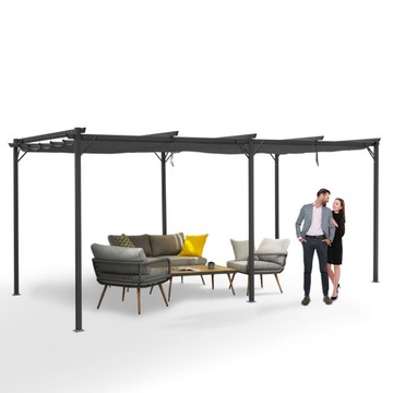 Pergola tarasowa altana ogrodowa 3x6m szara metalowa zadaszenie tarasu Irda
