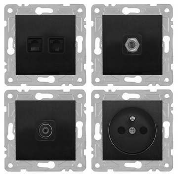 Одинарная рамка, пластик, черный, QUAD, Electromalt, QAD1001B