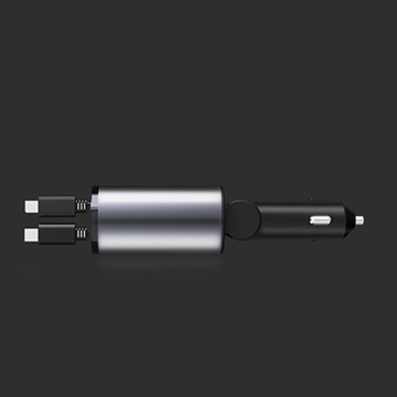 автомобильное зарядное устройство 120 Вт адаптер USB-C LIGHTING 4в1 со штекером прикуривателя