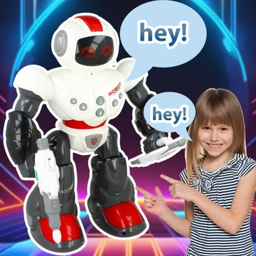 ROBOT WOJOWNIK chodzi CHODZĄCY tarcza ŚWIECI STRZELA STRZAŁKĄ DŹWIĘKI 28cm