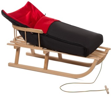 ДЕРЕВЯННЫЕ САНКИ детские со спинкой + спальный мешок