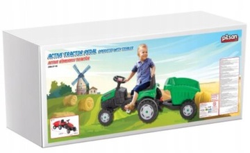 Детский педальный трактор XXL с прицепом красный 143 см