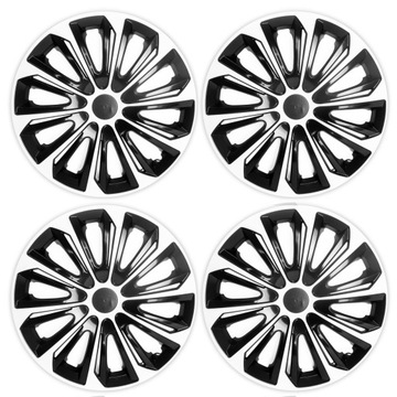 4x Kołpaki 15 Strong White - Black białe uniwersalne do samochodu na felgi