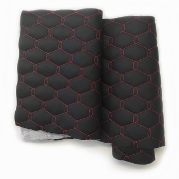 Экокожа GEO, черная, прострочена красной нитью.