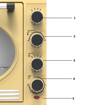 Электрическая духовка в стиле ретро TurboTronic конвекционный гриль 35л 1600Вт Кремовый
