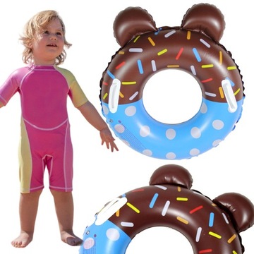 DMUCHANE KOŁO DO PŁYWANIA DLA DZIECI KOLOROWE PĄCZEK DONUT Z UCHWYTAMI 70cm