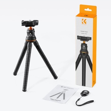 Giętki Statyw elastyczny K&F Do Aparatu Telefonu Tripod + Pilot Bluetooth