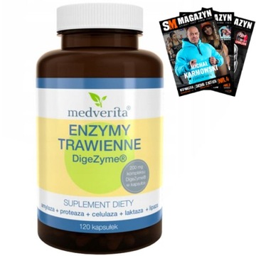 MEDVERITA ENZYMY TRAWIENNE DIGEZYME LAKTAZA 120 kaps HPX JELITA CUKRY