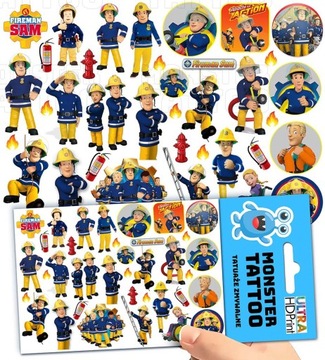 TATUAŻE ZMYWALNE TYMCZASOWE DLA DZIECI STRAŻAK SAM WZORY ORYGINALNE