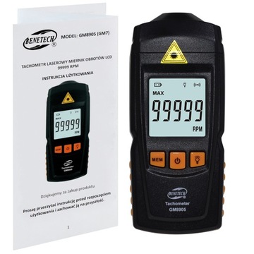 Оптический метод тахометра Benetech GM8905
