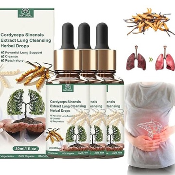 Ekstrakt Cordyceps Sinensis, krople do oczyszczania płuc - 3 szt
