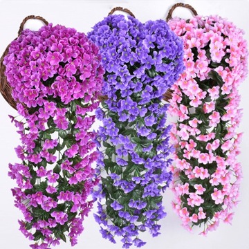 2 упаковки/лот искусственные висячие цветы реалистичные и яркие цвета для