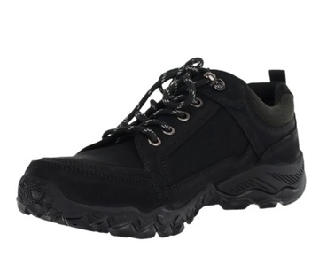 Czarne skórzane buty trekkingowe męskie adidasy półbuty sportowe ROZ. 43