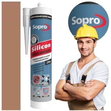 Silikon Sanitarny SOPRO Uniwersalny Grzybobójczy 310ml Brąz 52