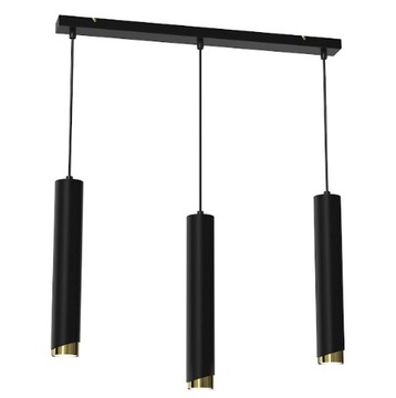 EWILIGHT Lampa sufitowa wisząca listwa tuba eye 3xGU10 czarny/złoty