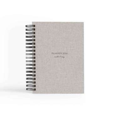 Planner 2024 dzienny na spirali, Kalendarz A5 Make It Easy - SILVER LINEN