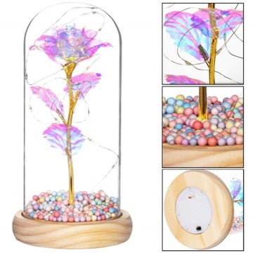 ВЕЧНАЯ РОЗА В СТЕКЛЕ, светящаяся светодиодная коробочка, ИДЕЯ ПОДАРКА НА ДЕНЬ МАТЕРИ