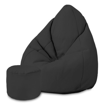 Czarny Puf Worek Sako XXL do Salonu Sypialni Wodoodporna Basic Black Gratis