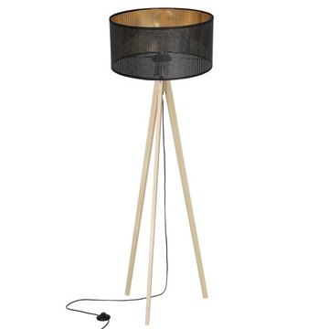 LAMPA STOJĄCA PODŁOGOWA ABAŻUR Z DZIURKAMI DREWNO