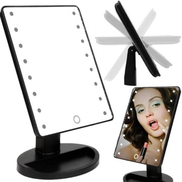 КОСМЕТИЧЕСКОЕ ЗЕРКАЛО ДЛЯ МАКИЯЖА СО СВЕТОДИОДНОЙ ПОДСВЕТКОЙ, ПОВОРОТНОЕ, 27x17x16см