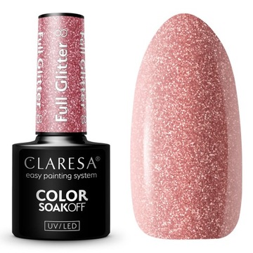 Lakier Hybrydowy Claresa Brokatowy Full Glitter 8