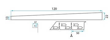 Откос для душа 120 СМ МАТОВЫЙ НИКЕЛЬ INOX левый - REA