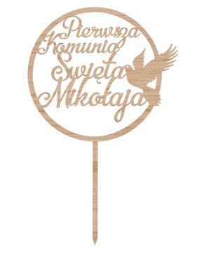 Topper Pierwsza Komunia Święta- drewno TKD-21A