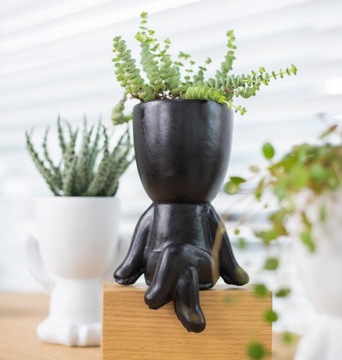 Крышка HEAD Ø9см ИНЬ спокойный ЧЕРНЫЙ цветочный горшок ЛИЦО