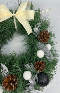 BOŻONARODZENIOWY STROIK WIANEK wieniec ŚWIĄTECZNY dekoracja NA DRZWI 30cm