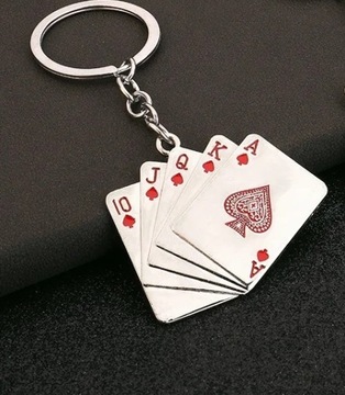 Брелок для карточной игры «Флеш-рояль» с полными уличными картами, казино «Туз, король, королева»