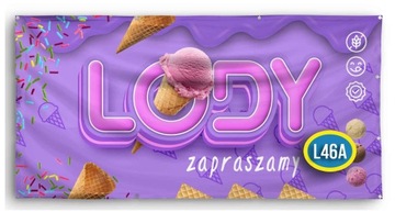 Baner Reklamowy 2mx1m Lody Gałkowe Kręcone Włoskie