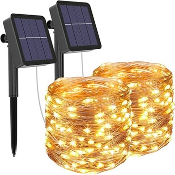 LITOGO 2X SOLARNE LAMPKI OGRODOWE 12 M 120 LED