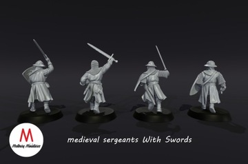 Средневековые сержанты с мечами — набор x4