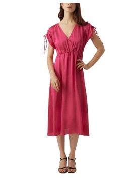 Vero Moda różowa satynowa sukienka midi M