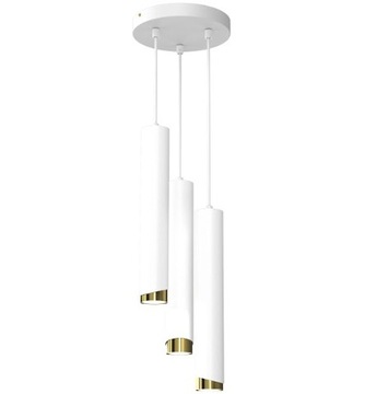 EWILIGHT Lampa sufitowa wisząca zwis tuba eye 3xGU10 biały/złoty