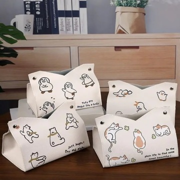 Симпатичный футляр для салфеток с принтом, кожаная коробка для салфеток, водонепроницаемая и пыленепроницаемая