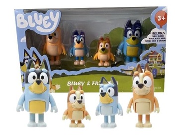 ZESTAW FIGUREK BLUEY I BINGO RODZINA BLUEY 4 SZT CHILLI BANDIT TATA MAMA