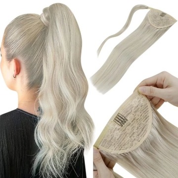 LAAVOO Doczepny kucyk z syntetycznych włosów blond