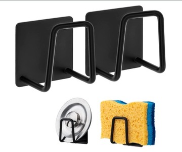 ДЕРЖАТЕЛЬ ДЛЯ КУХОННОЙ ГУБКИ САМОКЛЕЯЩИЙСЯ, ЧЕРНЫЙ x5