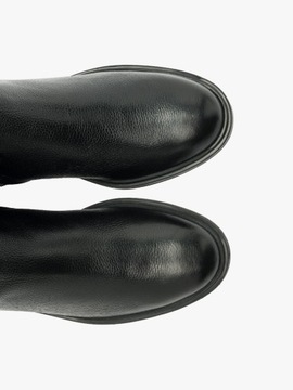 Kozaki klasyczne damskie RYŁKO obuwie skórzane wysokie na obcasie czarne 36
