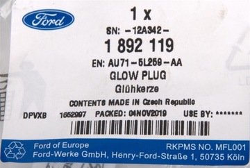 Glow Candle dpf c -max focus 2.0 TDCI - Ford OE
