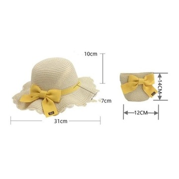 КОМПЛЕКТ из сумочки и шапки для девочки 52 см, соломенный BOW, CZ37