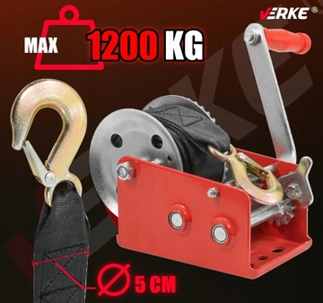 WYCIĄGARKA WCIĄGARKA RĘCZNA KORBOWA TAŚMOWA PASOWA NA KORBĘ 1200kg PAS 10m