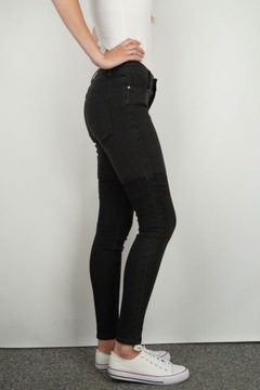 H&M Damskie Czarne Jeansowe Odcinane Spodnie Jeansy Skinny Rurki L 40