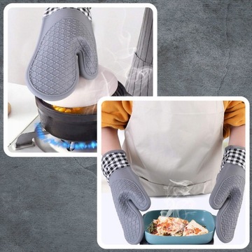 Кухонные силиконовые термостойкие перчатки, комплект из 2 штук, для гриля.